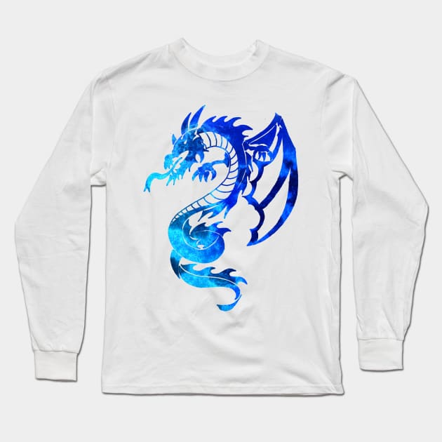 Blue Tribal Tattoo Dragon Long Sleeve T-Shirt by ZeichenbloQ